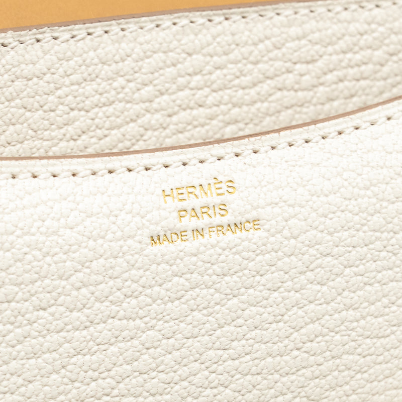 Hermes Mini Constance Chèvre Mysore Mushroom/Biscuit GHW Stamp B