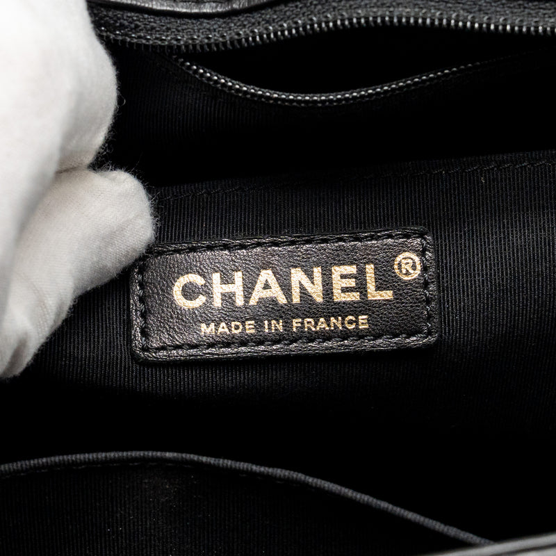 Chanel Chevron Frame Quilted Backpack Aged Calfskin Black GHW