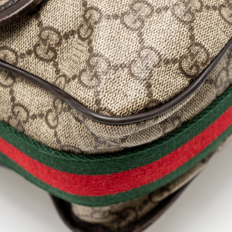 Gucci Large Flap Messenger Bag GG Supreme Canvas SHW