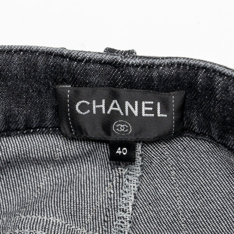Chanel size 40 gold striped jeans pants cotton/elastane black