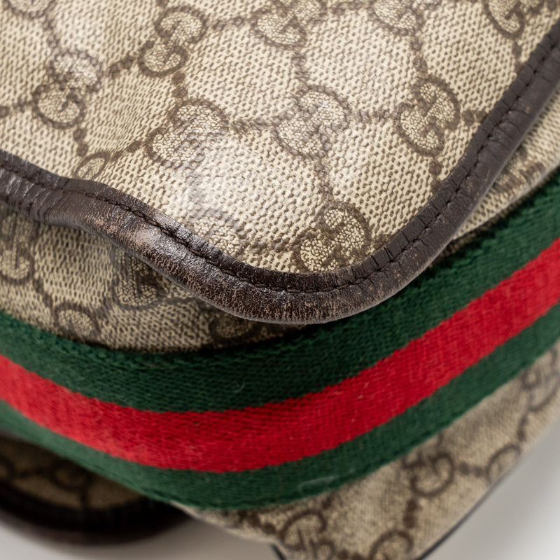 Gucci Large Flap Messenger Bag GG Supreme Canvas SHW