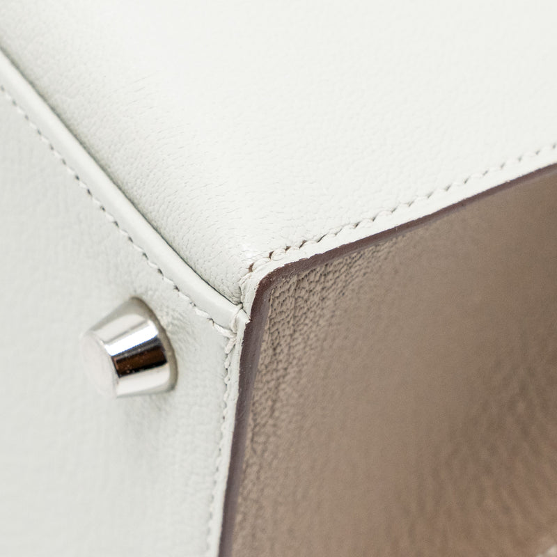 Hermes Kelly 25 Special Order Chèvre Mysore Gris Perle/Etoupe Brushed SHW Stamp Z