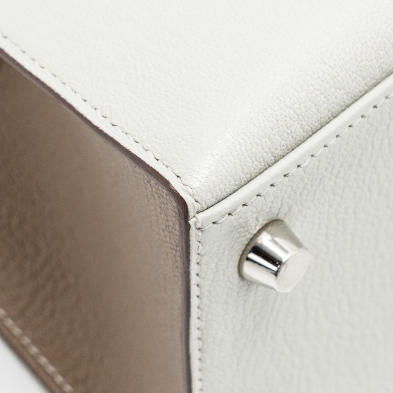 Hermes Kelly 25 Special Order Chèvre Mysore Gris Perle/Etoupe Brushed SHW Stamp Z