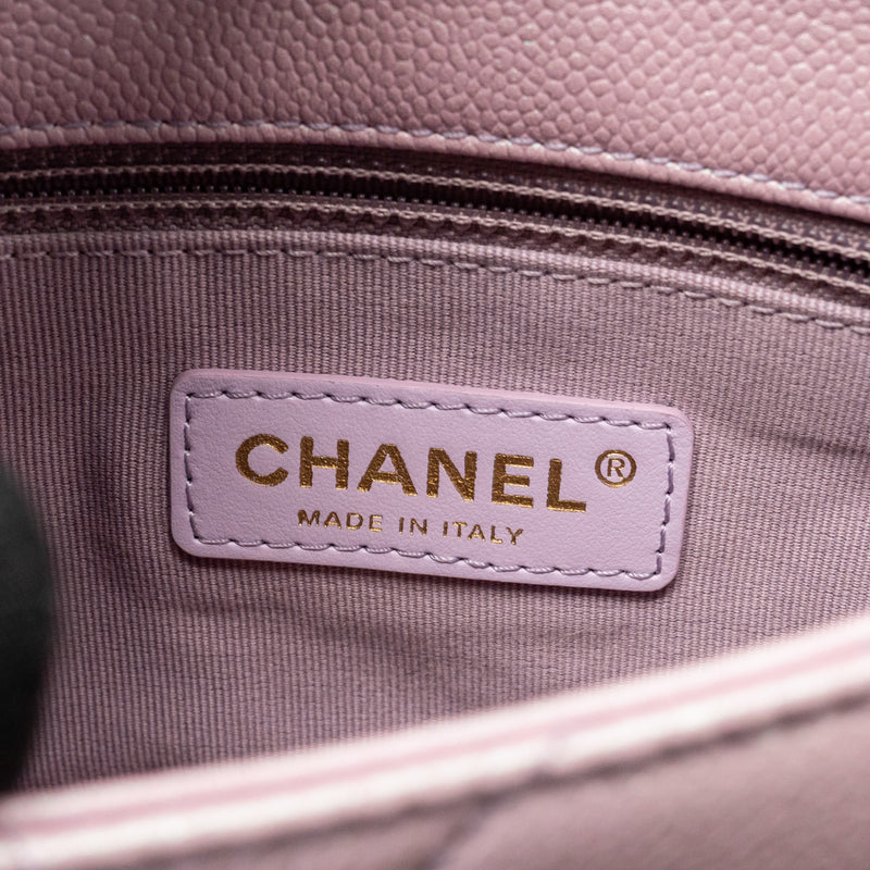 Chanel 21k My Perfect Mini Flap Bag Caviar Iridescent Pink GHW (microchip)