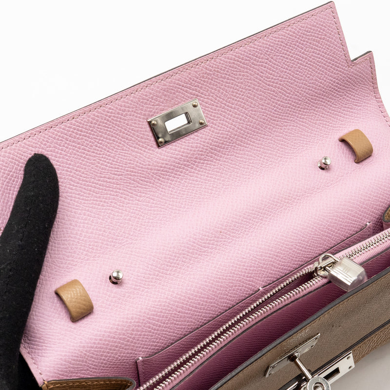Hermes Kelly to Go Epsom Chai/Mauve Sylvester SHW Stamp U