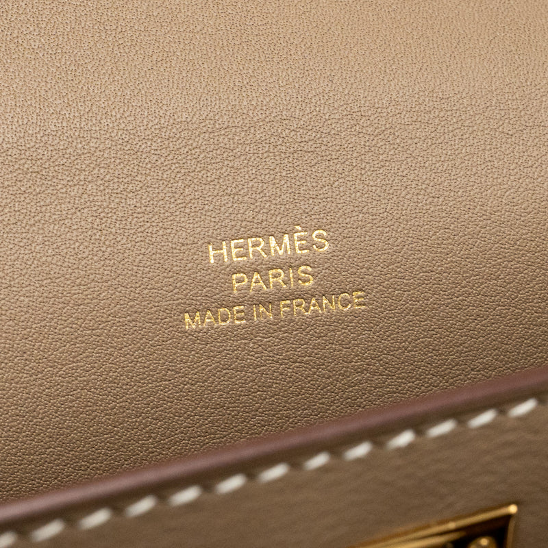 Hermes Kelly Pochette Swift Etoupe GHW Stamp W