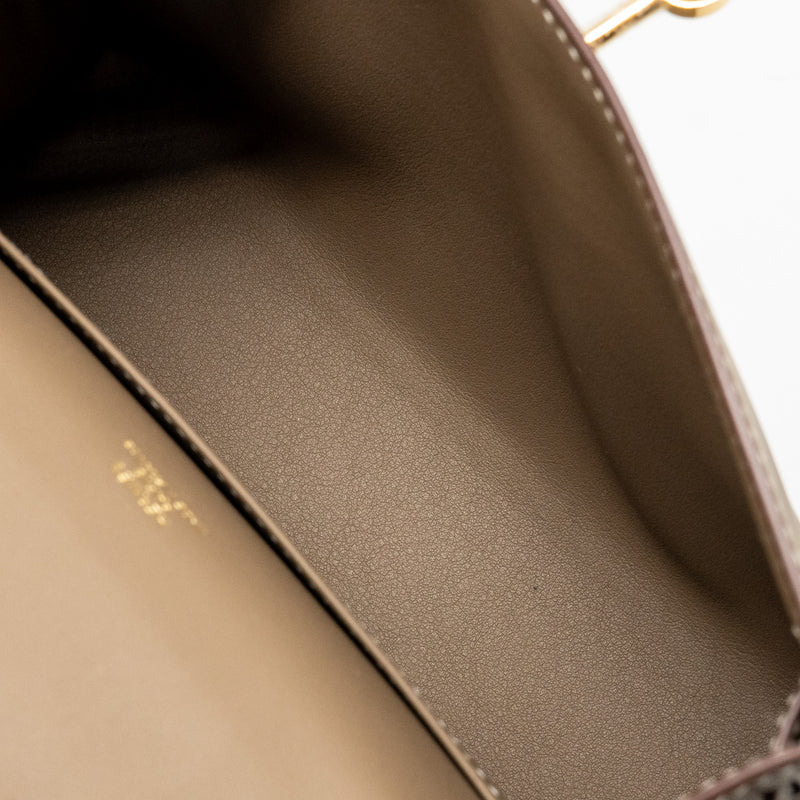 Hermes Kelly Pochette Swift Etoupe GHW Stamp W