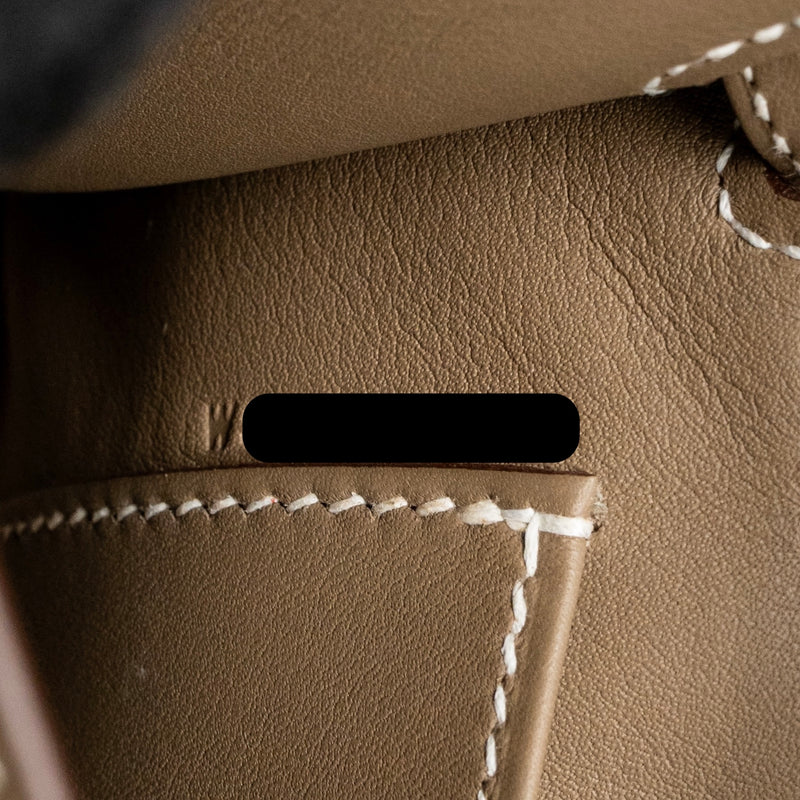 Hermes Kelly Pochette Swift Etoupe GHW Stamp W