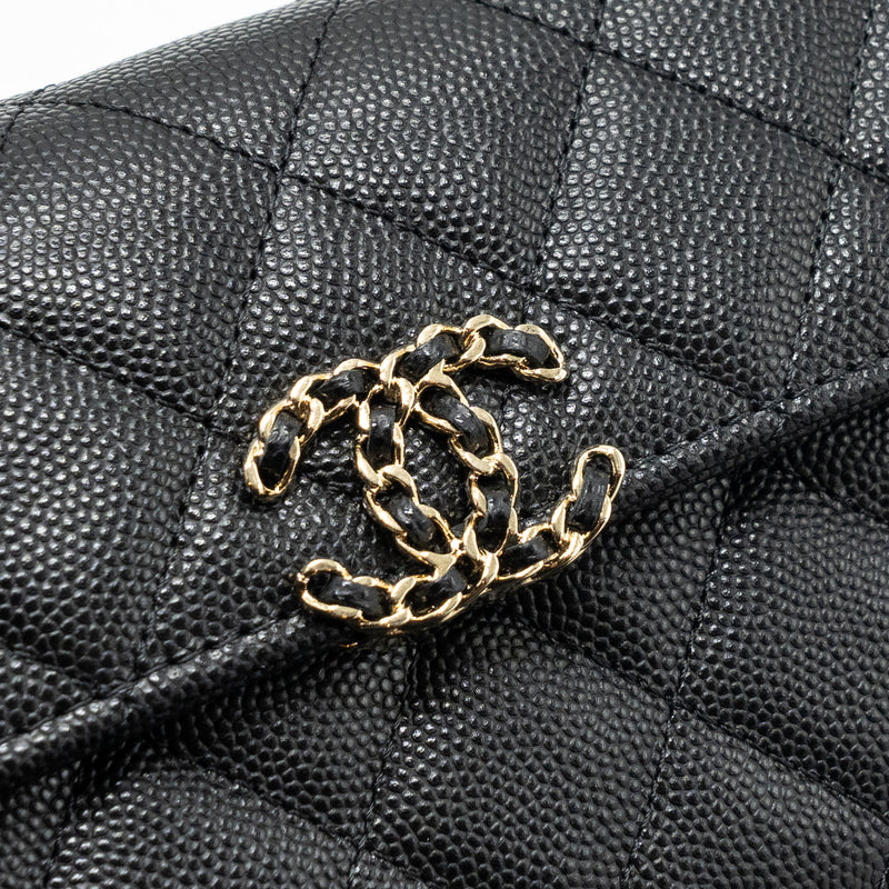 chanel 23p top handle mini flap bag with chain caviar black LGHW (microchip)