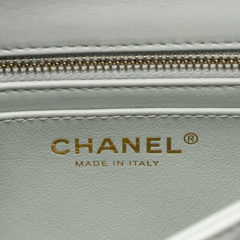 Chanel Pearl Crush Mini Rectangular Lambskin Light Grey Brushed GHW (Microchip)
