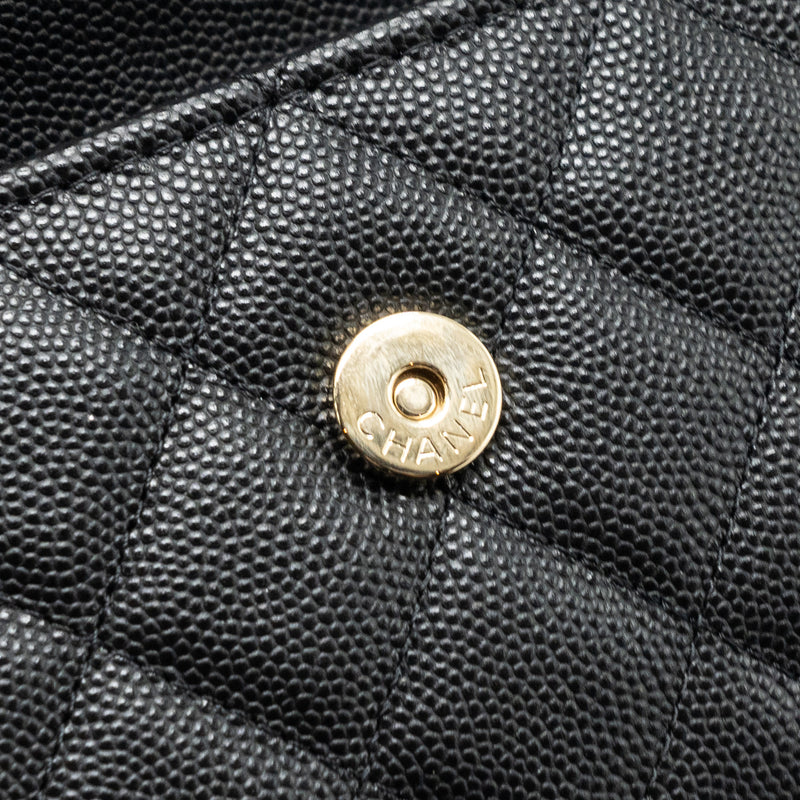 chanel 23p top handle mini flap bag with chain caviar black LGHW (microchip)