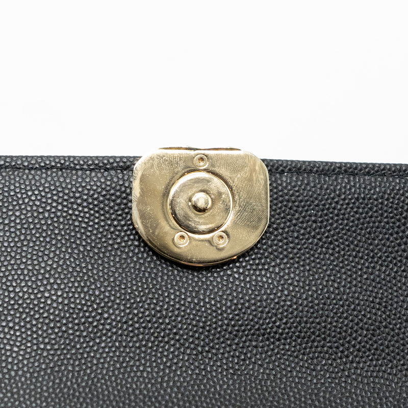 chanel 23p top handle mini flap bag with chain caviar black LGHW (microchip)