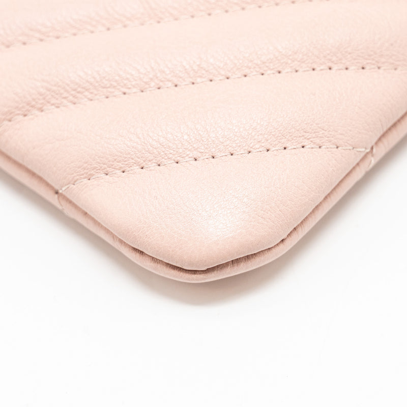 Chanel Chevron Zip Clutch calfskin light pink GHW