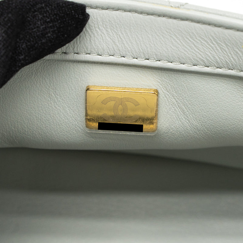 Chanel Pearl Crush Mini Rectangular Lambskin Light Grey Brushed GHW (Microchip)