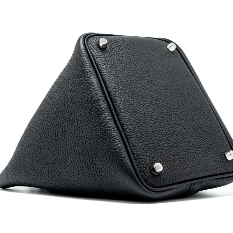 Hermes Picotin 18 Touch Lock Bag Clemence/Alligator Mississippiensis Black SHW Stamp z