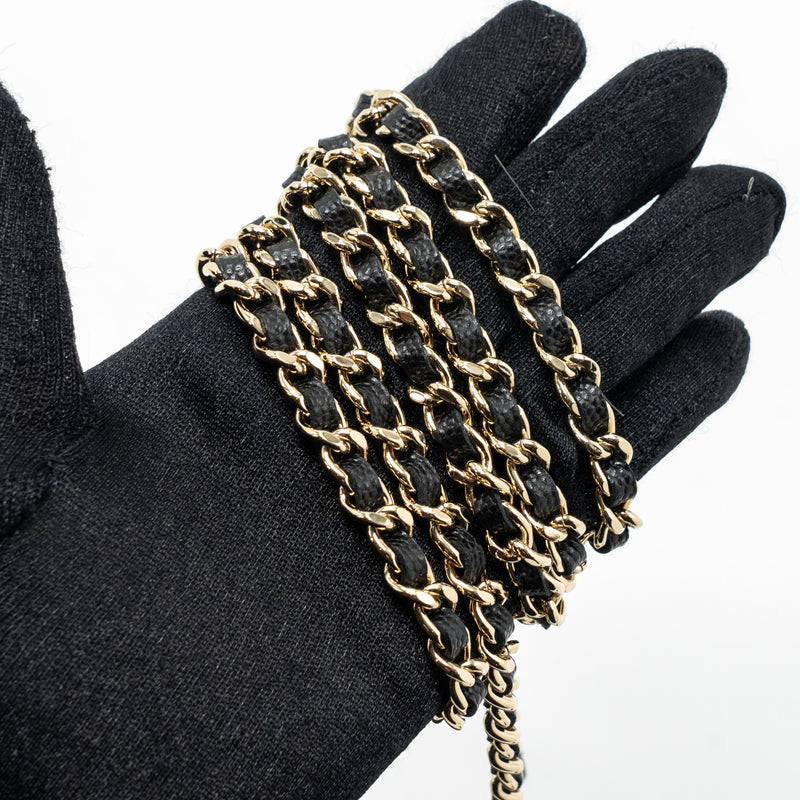 chanel 23p top handle mini flap bag with chain caviar black LGHW (microchip)