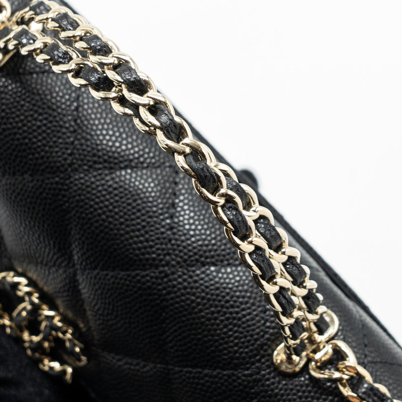 chanel 23p top handle mini flap bag with chain caviar black LGHW (microchip)