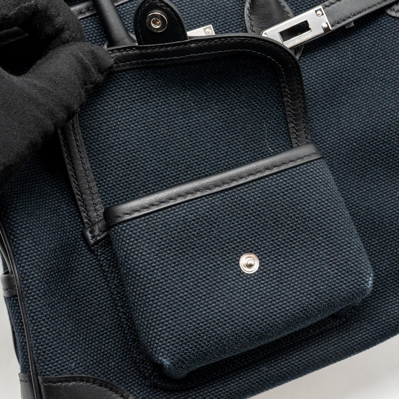 Hermes Birkin 25 Cargo Toile Goeland/Swift Black SHW Stamp B