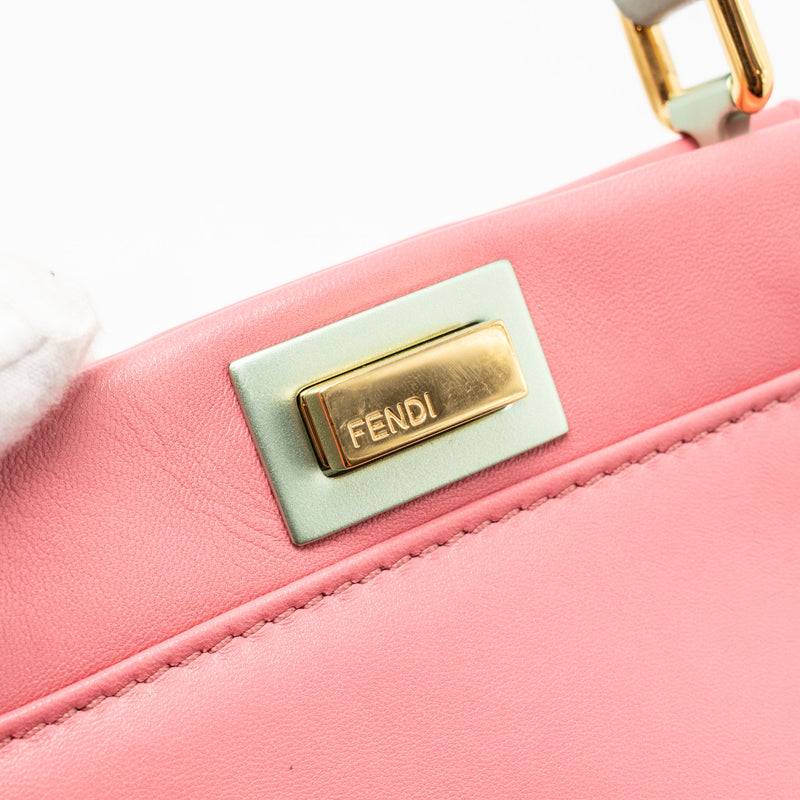 Fendi Colourblock Mini Peekaboo Nappa Leather Rosa Fluo/Oxigen Slate GHW