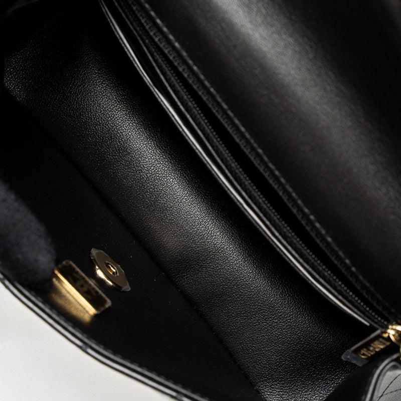 Chanel Mini Rectangular Flap Bag Lambskin Black LGHW (Microchip)