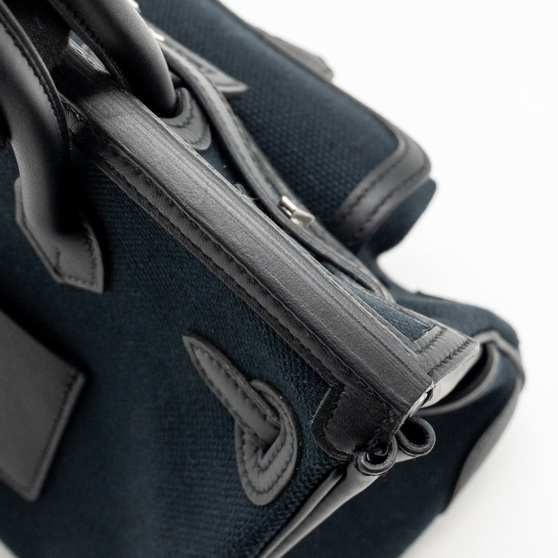 Hermes Birkin 25 Cargo Toile Goeland/Swift Black SHW Stamp B