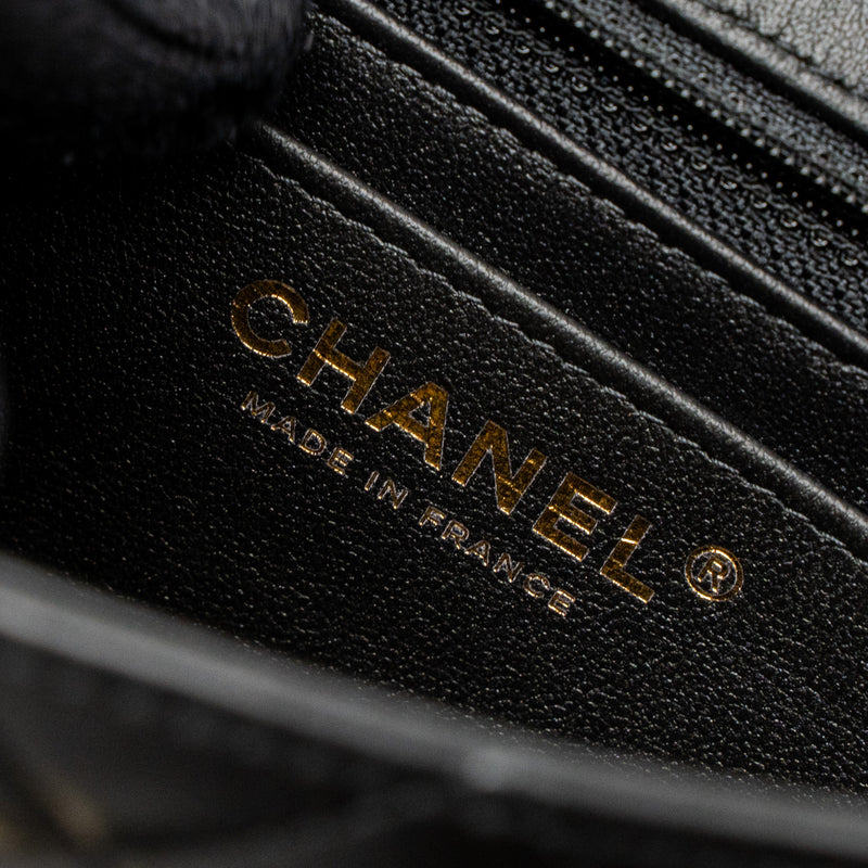 Chanel Mini Rectangular Flap Bag Lambskin Black LGHW (Microchip)