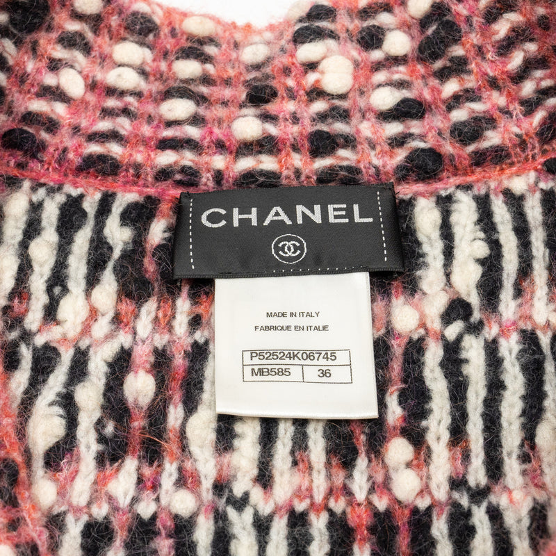 Chanel Size 36 Tweed Coat Wool/Nylon/Mohair Pink/Multicolour