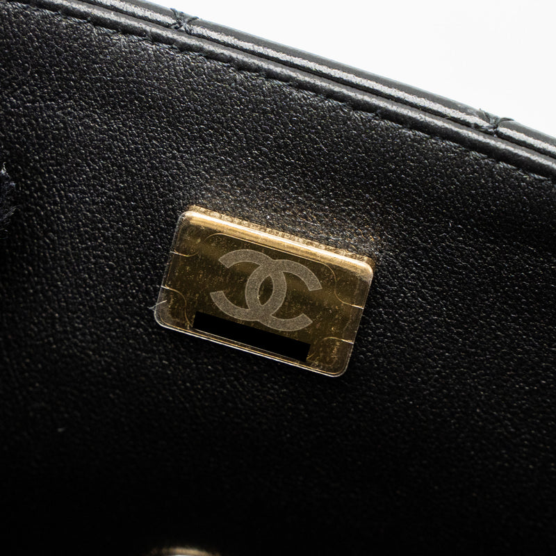 Chanel Mini Rectangular Flap Bag Lambskin Black LGHW (Microchip)