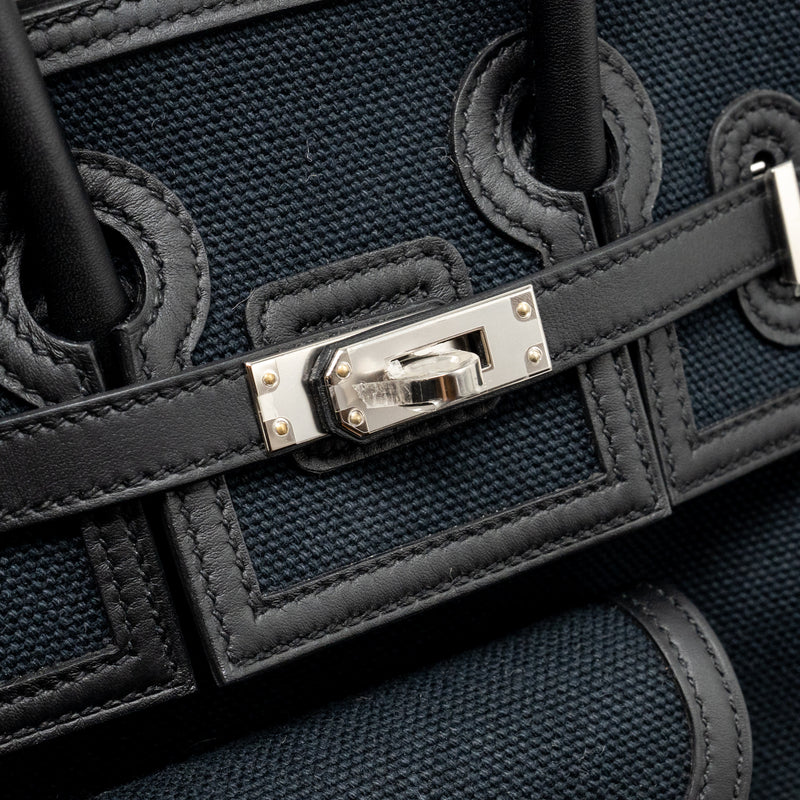 Hermes Birkin 25 Cargo Toile Goeland/Swift Black SHW Stamp B