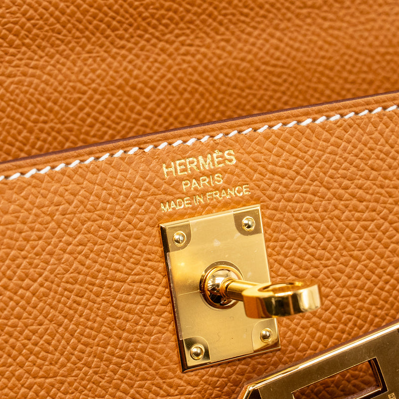Hermes Kelly 25 Epsom Gold GHW Stamp B