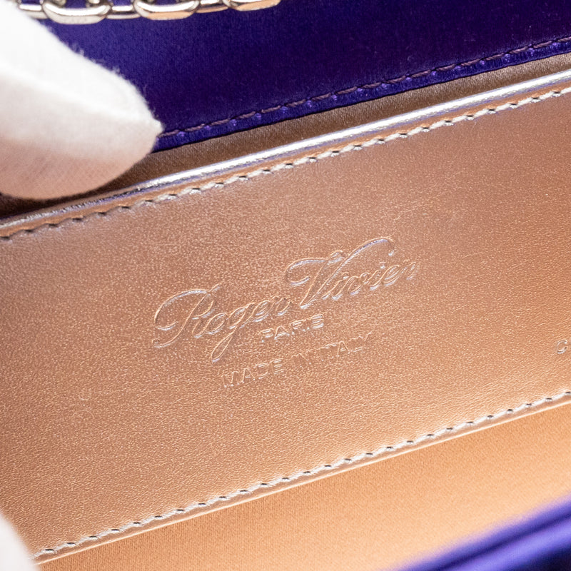 Roger Vivier Efflorescence Mini Clutch Silk Blend Satin Purple SHW