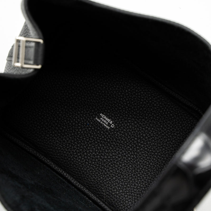 Hermes Picotin 18 Touch Lock Bag Clemence/Alligator Mississippiensis Black SHW Stamp z