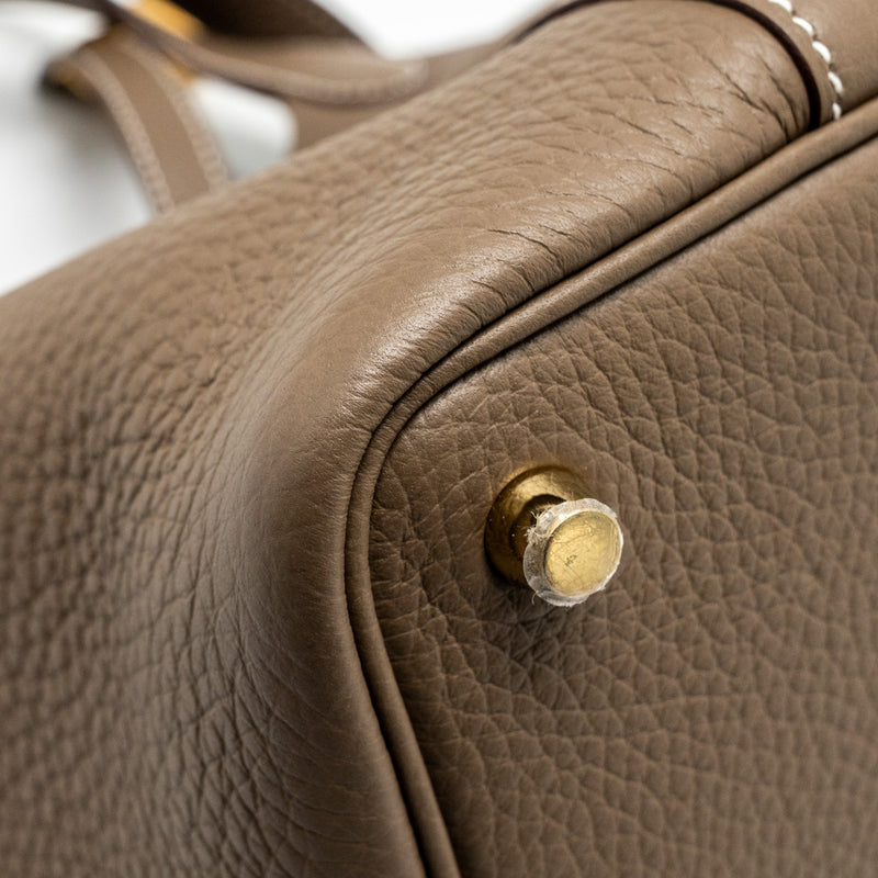 HERMES Picotin 18 Lock Bag Clemence Etoupe GHW Stamp B