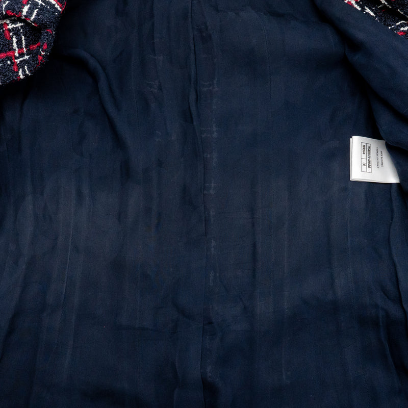 Chanel Size 36 Tweed Short-Sleeve Mini Dress Viscose Navy/ Multicolour