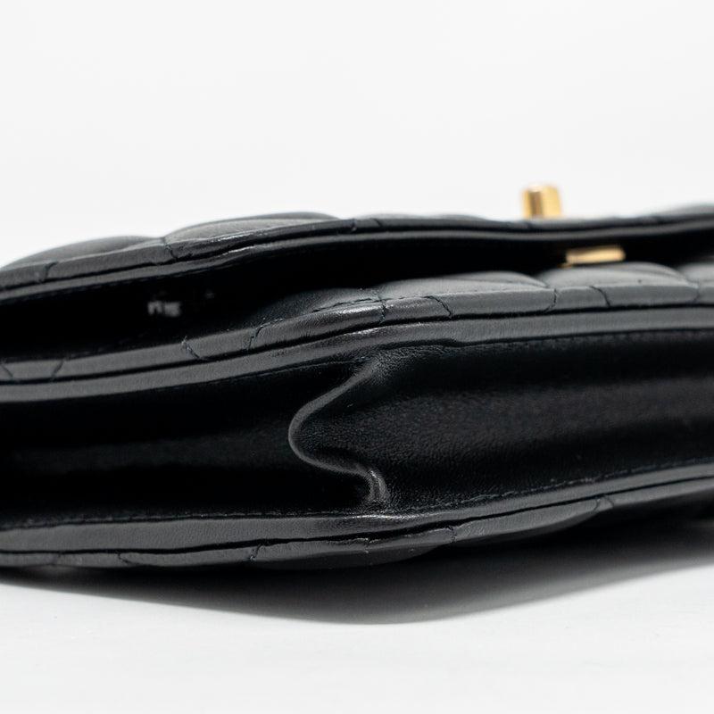 CHANEL Pearl Crush Wallet on Chain Lambskin Black GHW (Microchip)