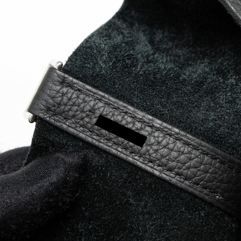 Hermes Picotin 18 Touch Lock Bag Clemence/Alligator Mississippiensis Black SHW Stamp z
