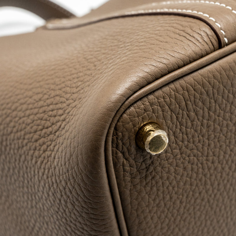 HERMES Picotin 18 Lock Bag Clemence Etoupe GHW Stamp B