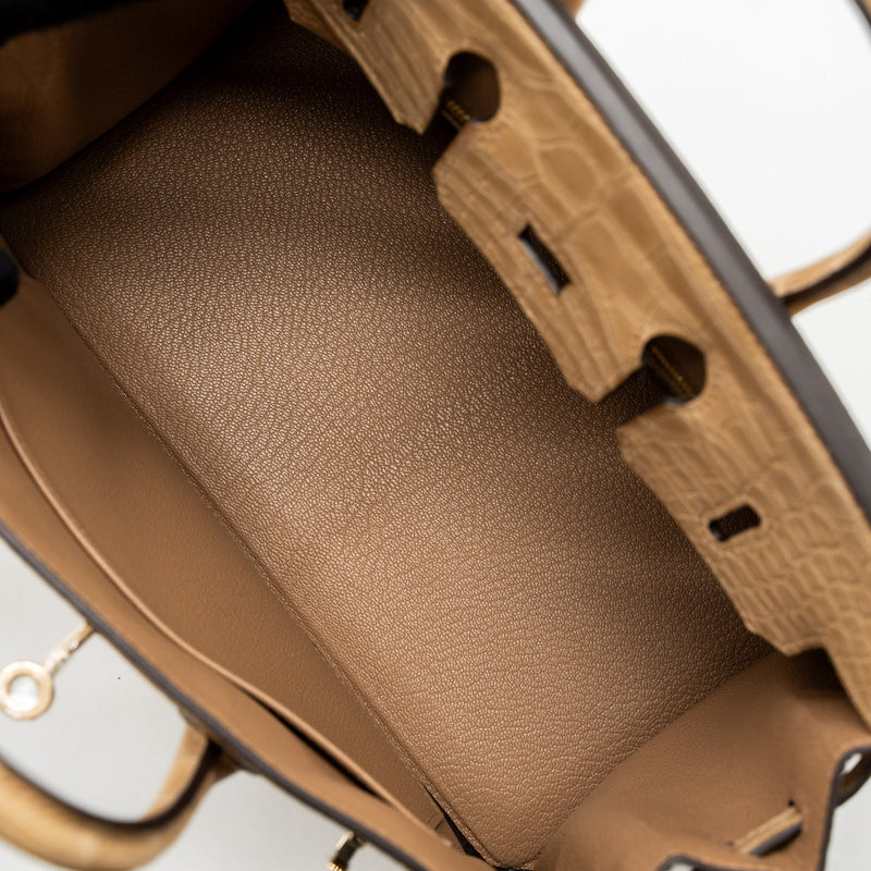 Hermes Touch Birkin 25 Alligator Mississippiensis/Togo Chai LGHW Stamp U