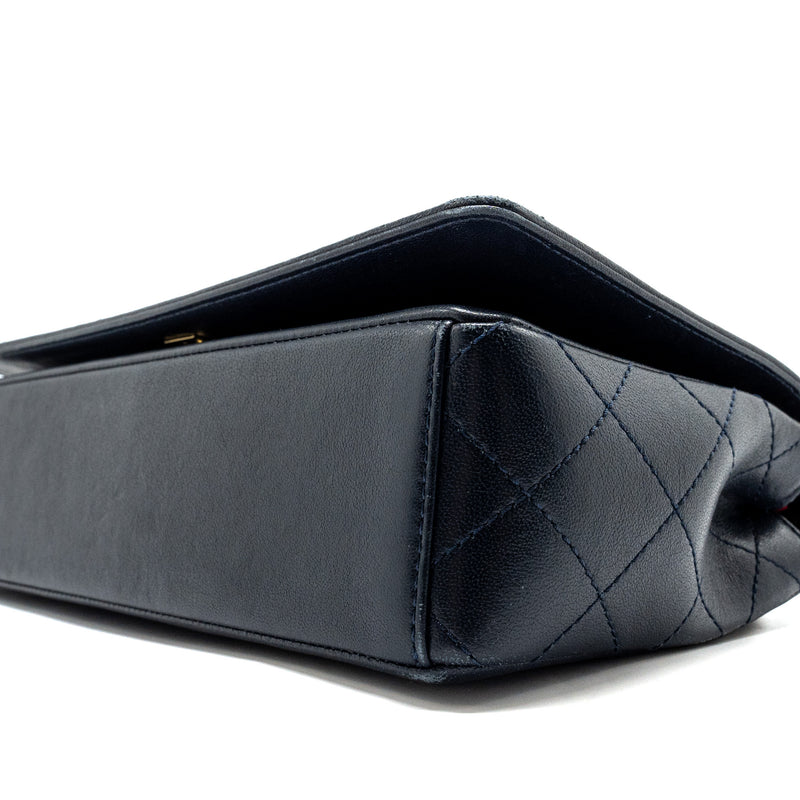 Chanel Mademoiselle Enamel Flap Bag Goatskin Navy GHW