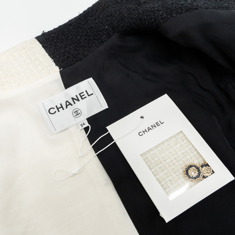 Chanel Size 34 20A Tweed Jacket Wool/Polyamide White/Black