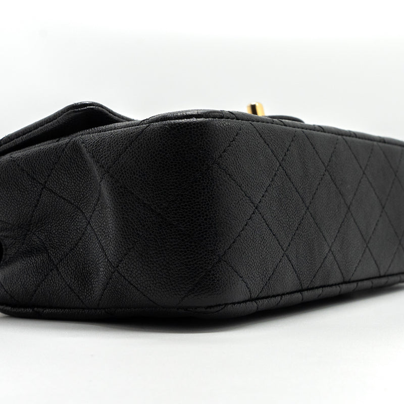 Chanel top handle mini rectangular flap bag grained calfskin black GHW
