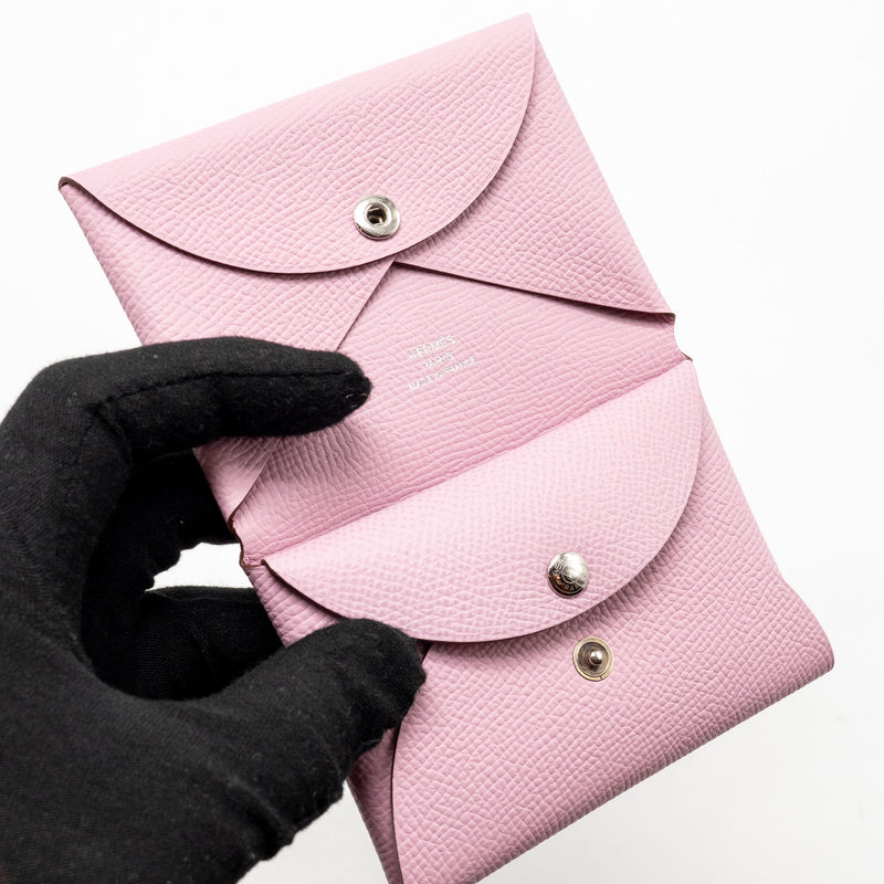 Hermes Calvi Duo Card Holder Epsom X9 Mauve Sylvestre Stamp B