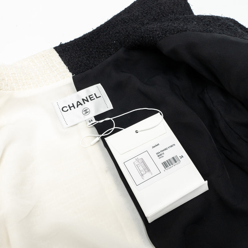 Chanel Size 34 20A Tweed Jacket Wool/Polyamide White/Black