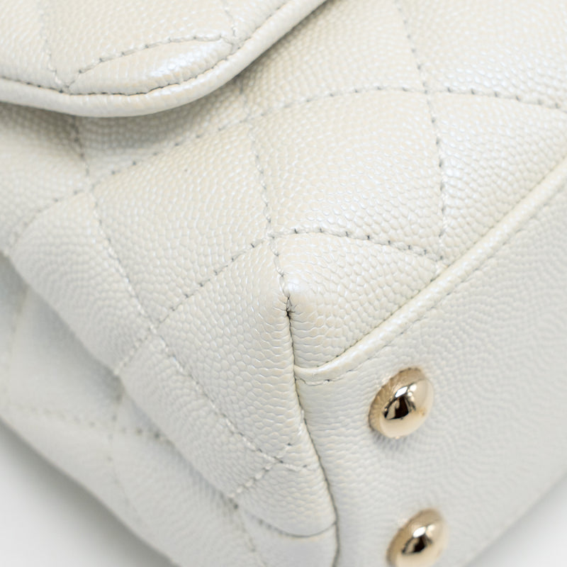 Chanel Mini Coco handle caviar iridescent white LGHW