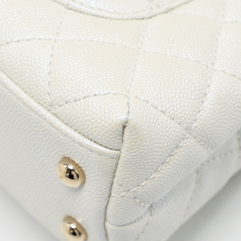 Chanel Mini Coco handle caviar iridescent white LGHW