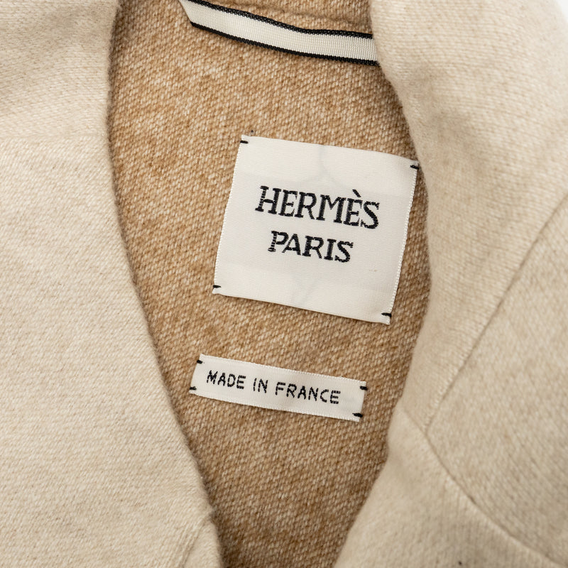 Hermes size 36 long cashmere coat beige