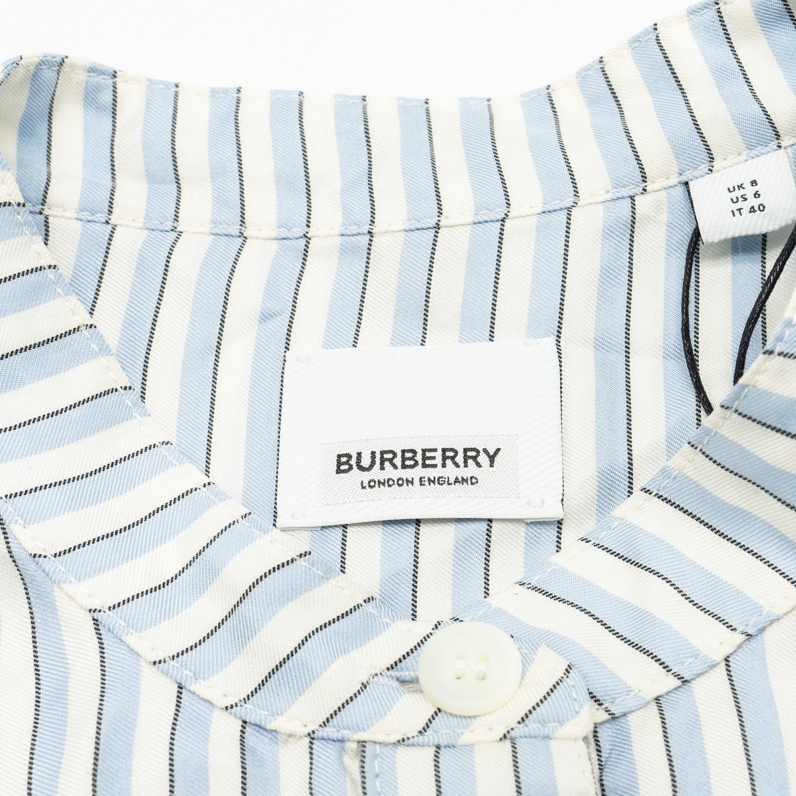 Burberry Size UK8 TB Logo Shirt Dress Silk Pale Blue