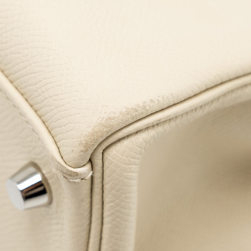 Hermes Kelly 32 Epsom Retourne Craie SHW Stamp Square R