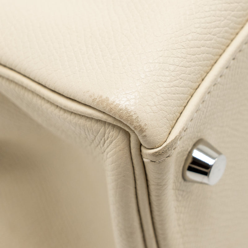 Hermes Kelly 32 Epsom Retourne Craie SHW Stamp Square R