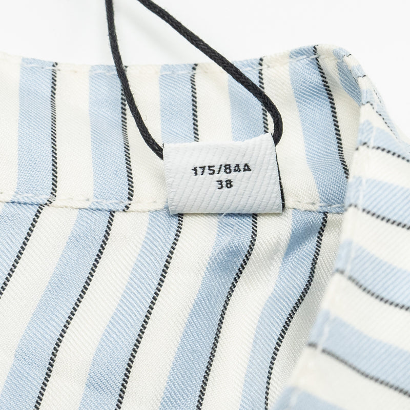 Burberry Size UK8 TB Logo Shirt Dress Silk Pale Blue